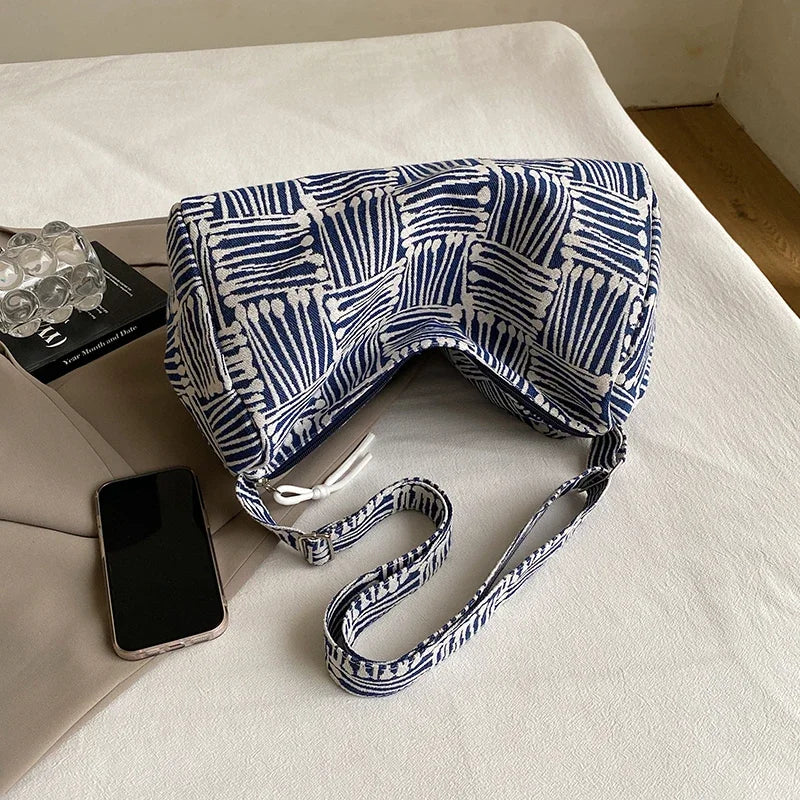 Grande sacoche bandoulière canvas imprimée femme robuste