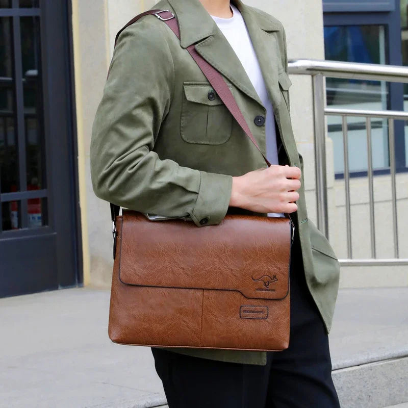 Sacoche ordinateur en cuir pour homme avec bandoulière ajustable