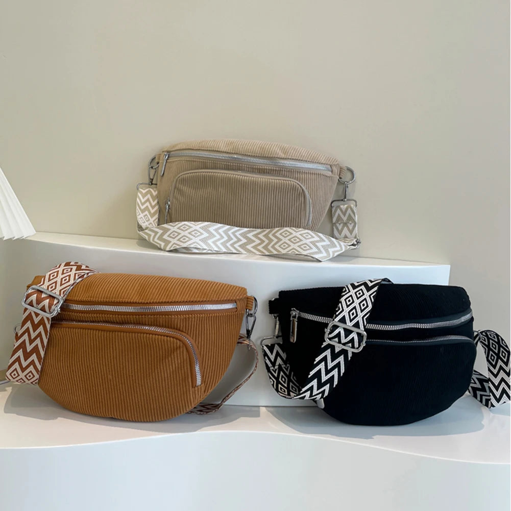 Sacoche velours multipoches femme pratique