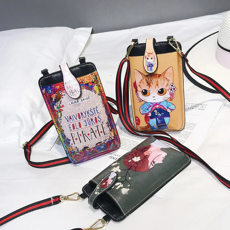 Sacoche téléphone bandoulière rayée rouge