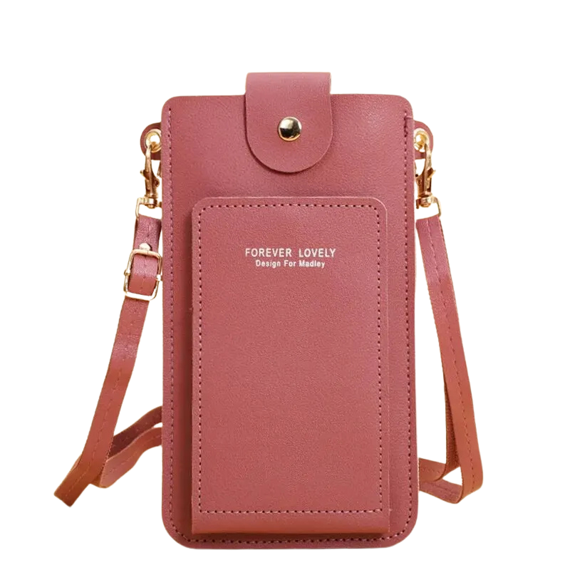 Sacoche femme tactile en cuir souple pour téléphone
