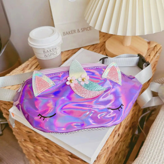 Sacoche banane licorne holographique enfant fille